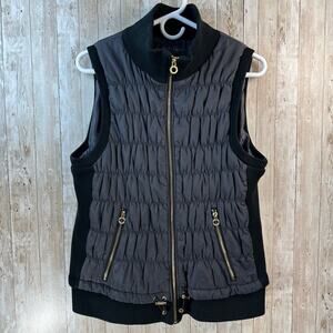 Calvin Klein Performance Puffer Vest Womens XL Black Zip Knit Smart Phone Pocket